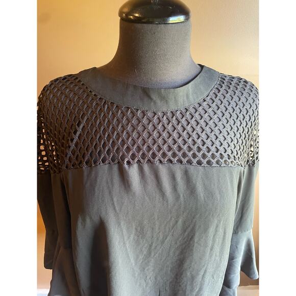 Women's Black Mesh Flowy Blouse Top 1X Plus GUC - Picture 6 of 6